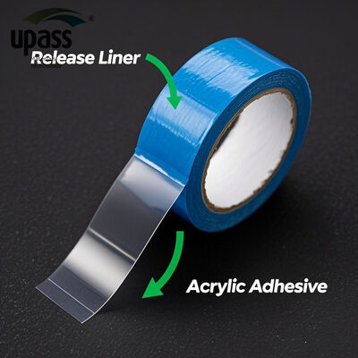 Selbstklebendes wasserdichtes Butylband doppelseitig mit Silikon beschichtet, rotes Liner, UV-Heilung, Blasformen, Schneiden