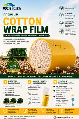 5-Layer HDPE Cotton Wrap Film with RFID – Industrial Cotton Bale Packaging Solution