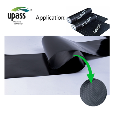 HDPE Kreuzlaminationsfolie Kunststoffoberflächenmaterial für selbstklebende Polymer-modifizierte Bitumenwasserdichte Dachmembran